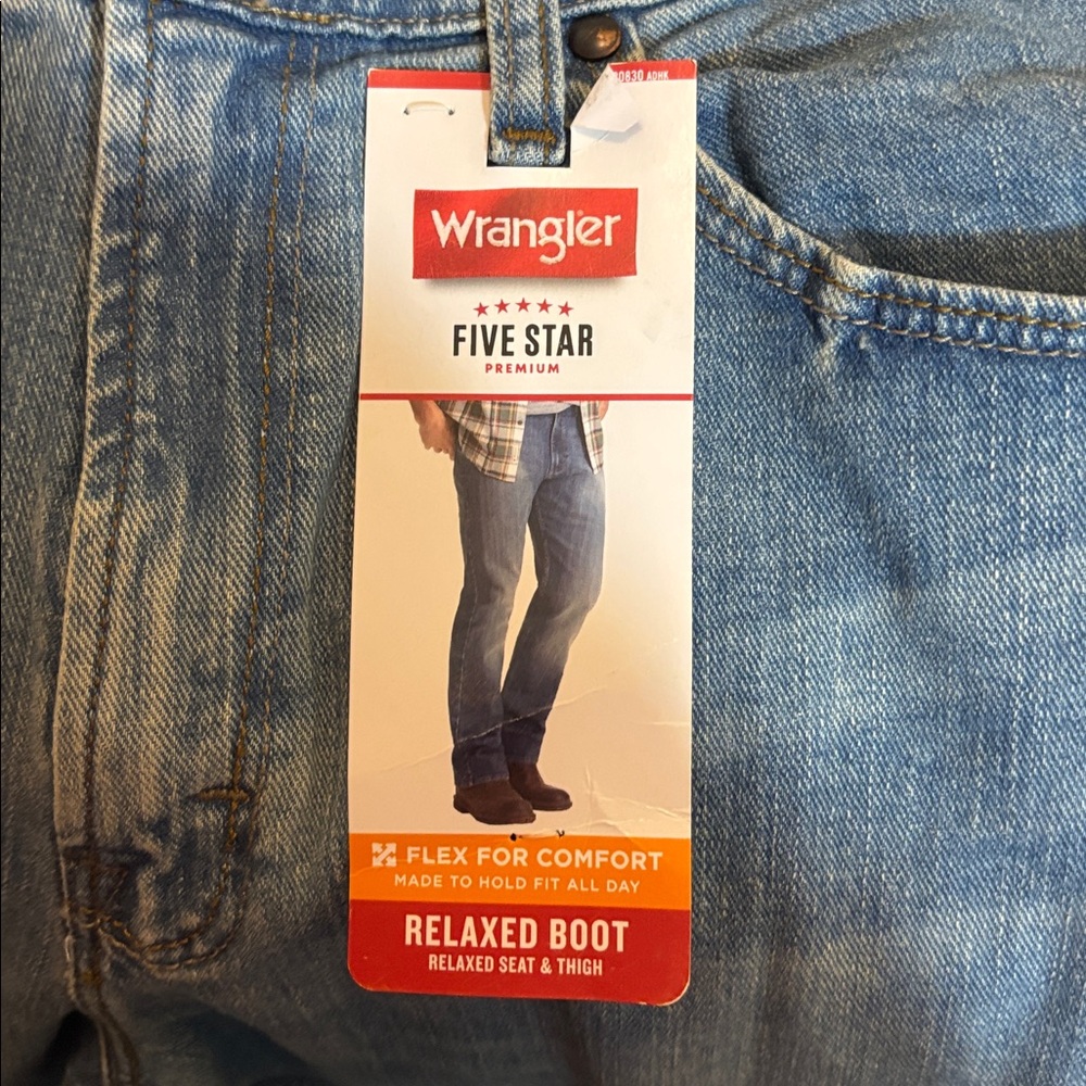 New Wrangler | denim blue jeans relaxed boot 34X32 34 X 32 - Picture 3 of 6